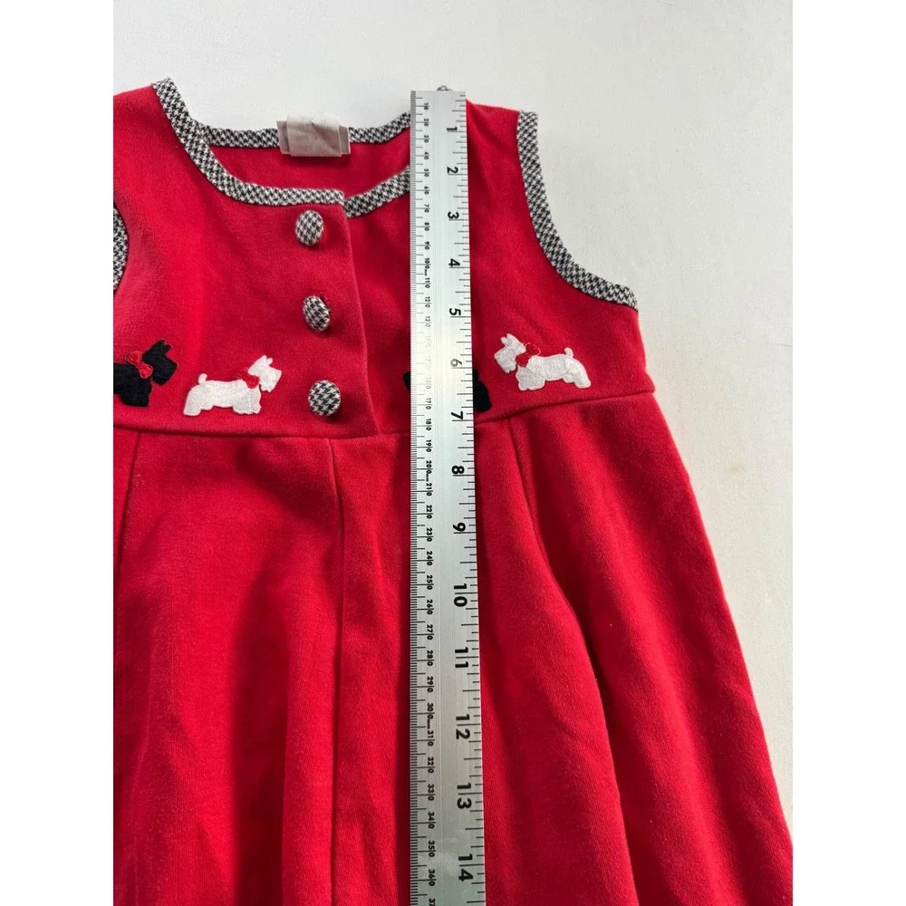 Florence Eiseman Dress Baby T4 Red Velvet Scottie Dog Holiday‎ Houndstooth Top